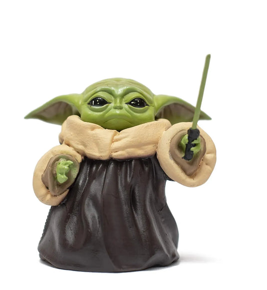 Baby Yoda with Lightsaber Action Figure (Grogu)- 8 cm